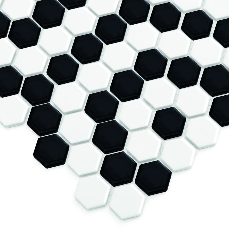 HEXAGONIC Mini Hexagon B&W Nano Keramická mozaika DUNIN (26x30cm/1ks)