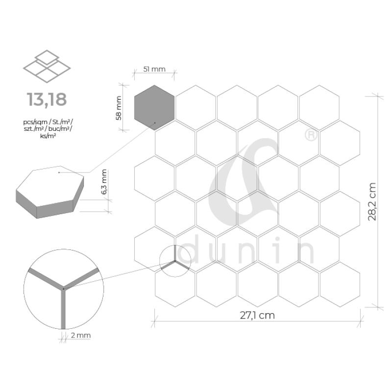 HEXAGONIC Hexagon Peony 51 mat Keramická mozaika DUNIN (28x27,1cm/1ks)