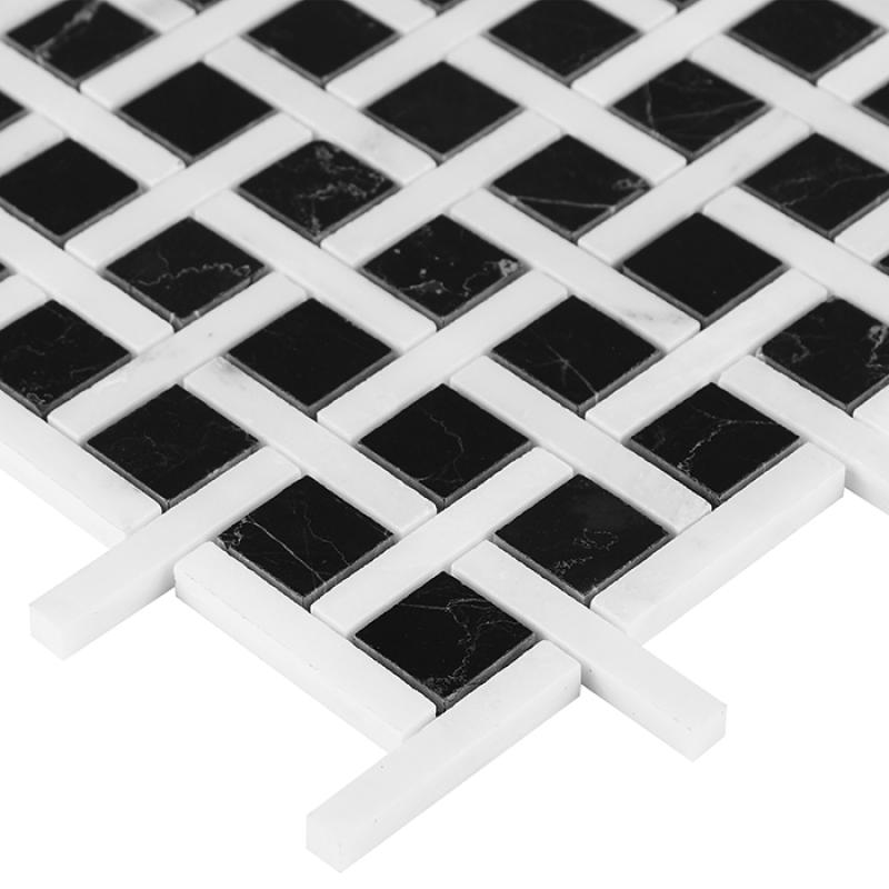 BLACK & WHITE Pure Black BW02 Mramorové mozaiky DUNIN (30,5x30,5cm/1ks)