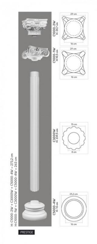 C3000W Ozdobný stĺp MARDOM DECOR d 15 x v 240 x š 15 cm